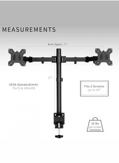 Arabest Monitor Mount Stand,Dual LCD LED Monitor Arm for Desk,Heavy Duty Gaming Monitor Stand Fully Adjustable Arms Hold 2 Screens up to 30 inches  - Image 5