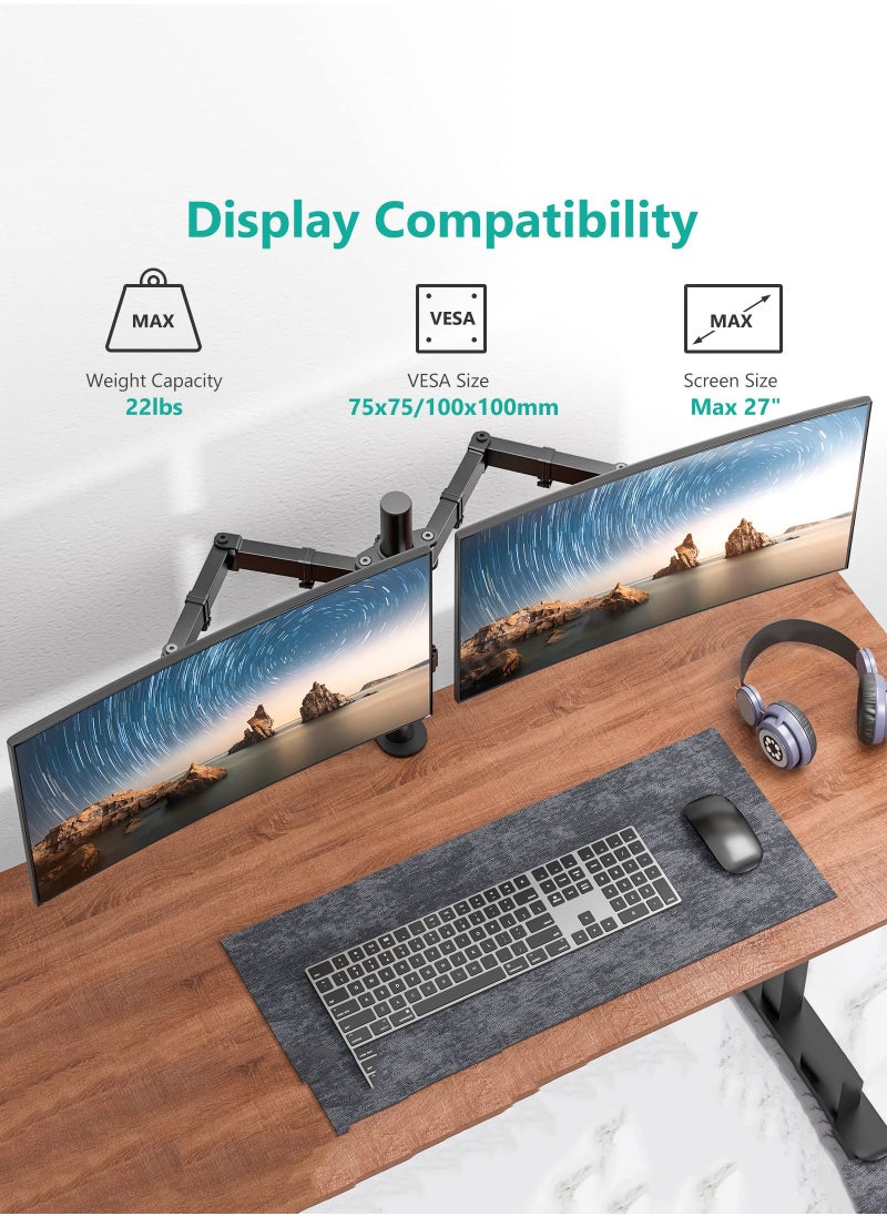 Arabest - Monitor Mount Stand,Dual LCD LED Monitor Arm for Desk,Heavy Duty Gaming Monitor Stand Fully Adjustable Arms Hold 2 Screens up to 30 inches - Image 1