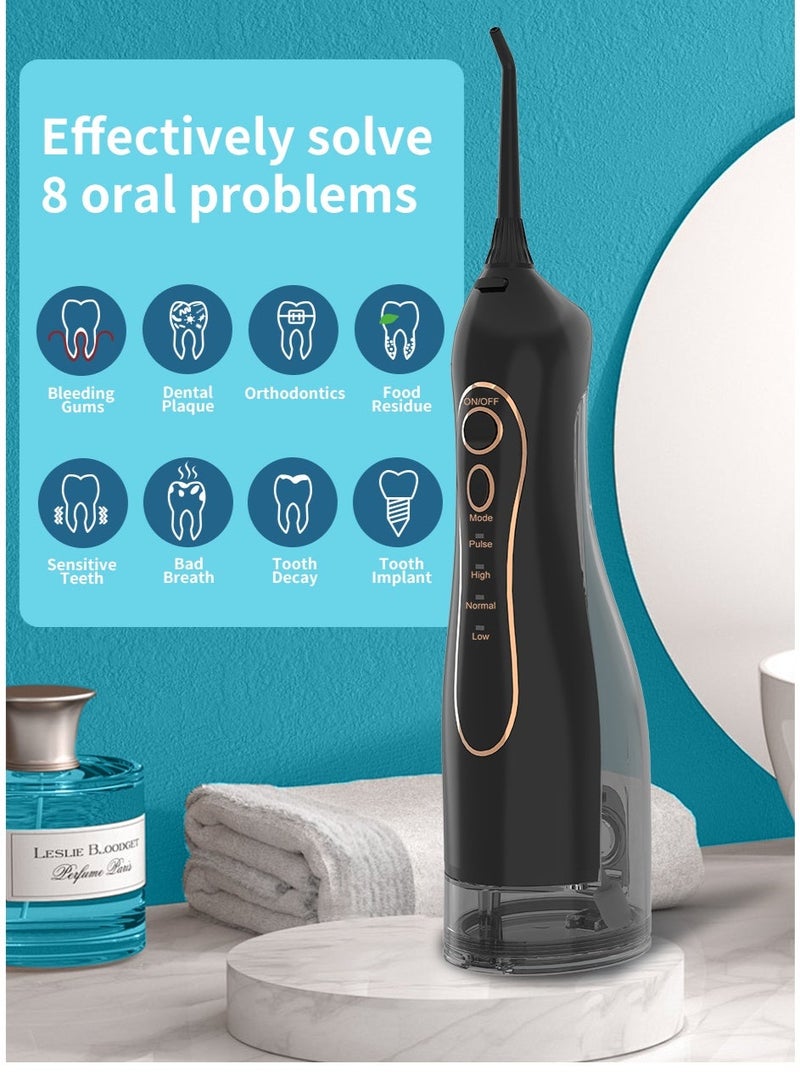 ETG Water Flosser For Teeth Cordless, 300ml Water Tank, 4 Modes, 5 Jet Tips, IPX7 Waterproof, USB Rechargeable 2000mAh Battery, 1200 Pulses/Min - Image 2