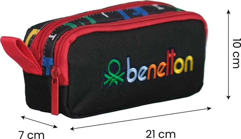 UNITED COLORS OF BENETTON . Letter Printed Double Compartment Unisex Kids Pencil Case