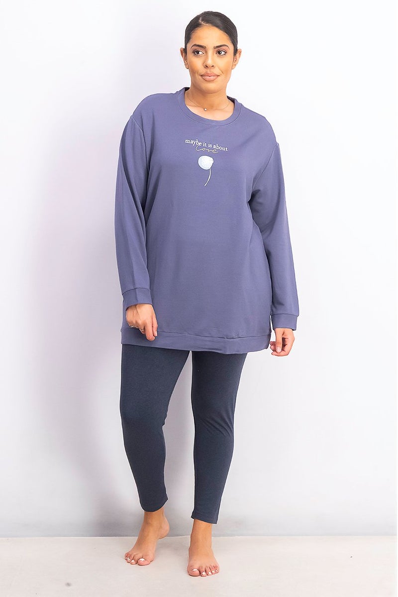 Tchibo Women Printed Pajama Top And Pant Set, Blue - Image 1