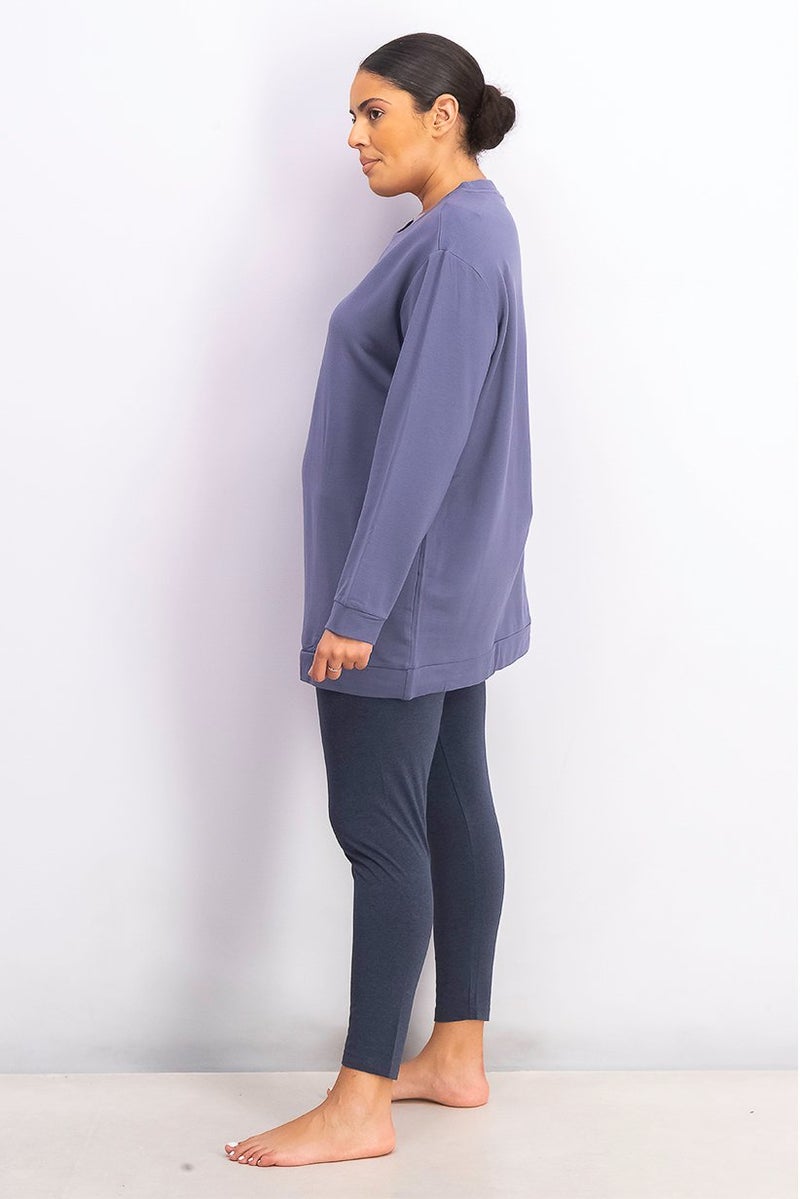 Tchibo Women Printed Pajama Top And Pant Set, Blue - Image 2