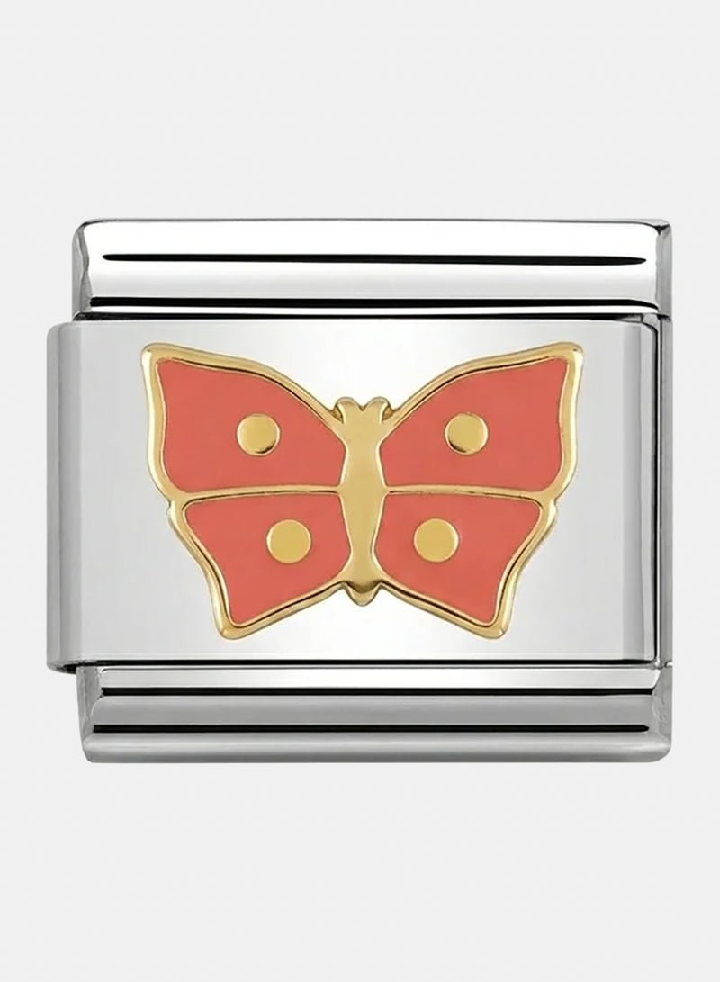 Pink Butterfly- Silver Italian Charm
