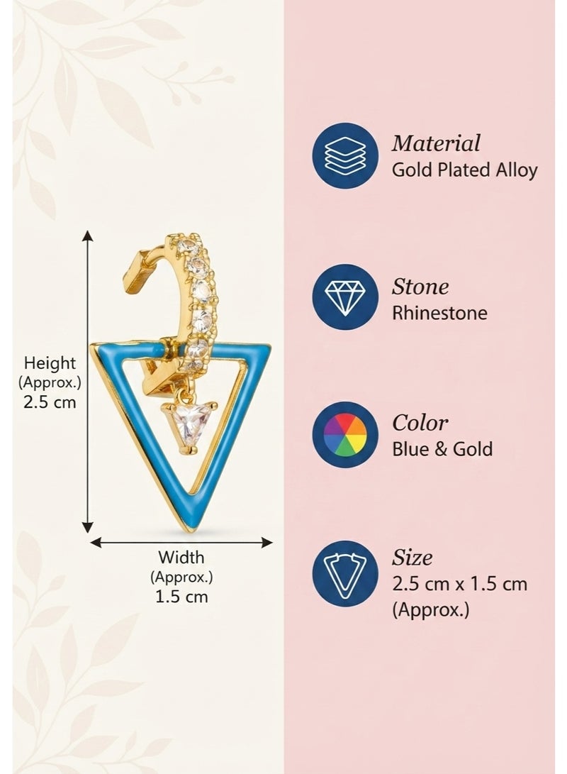 R.C.E Accessories Blue Triangle Earrings for Women & Girls – Elegant Gold Finish, Gold Plated Earrings, Stylish Earrings Hoops & Earrings for Ladies Gold, Modern Fashion Jewelry - Image 5
