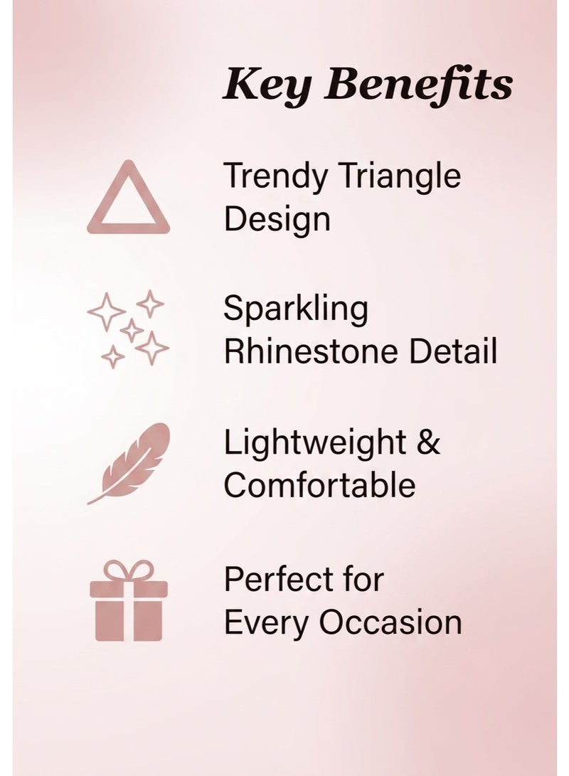 R.C.E Accessories Blue Triangle Earrings for Women & Girls – Elegant Gold Finish, Gold Plated Earrings, Stylish Earrings Hoops & Earrings for Ladies Gold, Modern Fashion Jewelry - Image 4