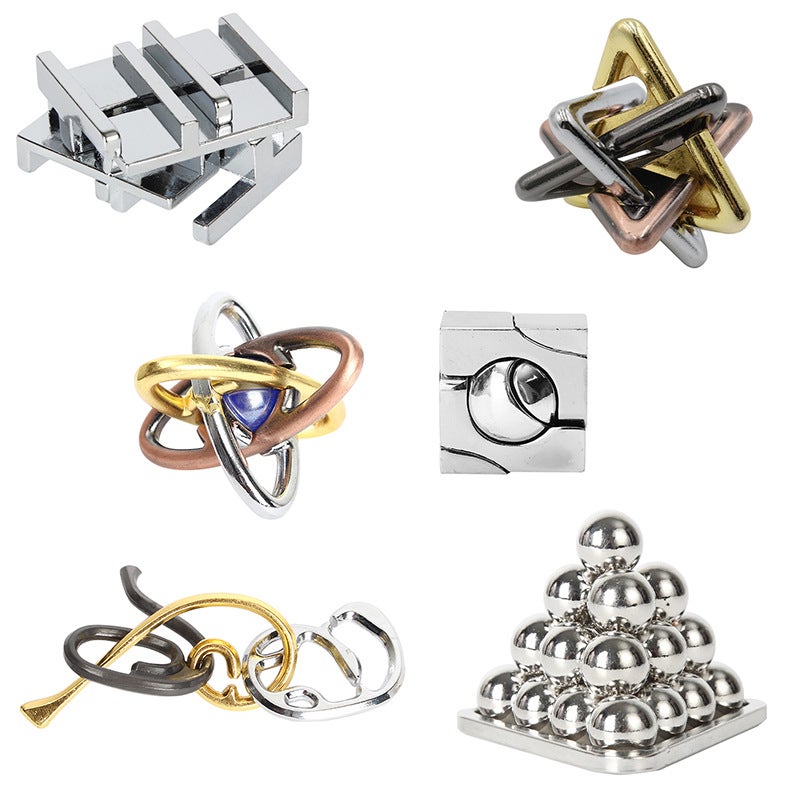 Zinc Alloy Intelligence Unlocking Set Nine-Chain Intelligence Buckle Kongming Lock Trembling Magic Puzzle Gold - Image 1