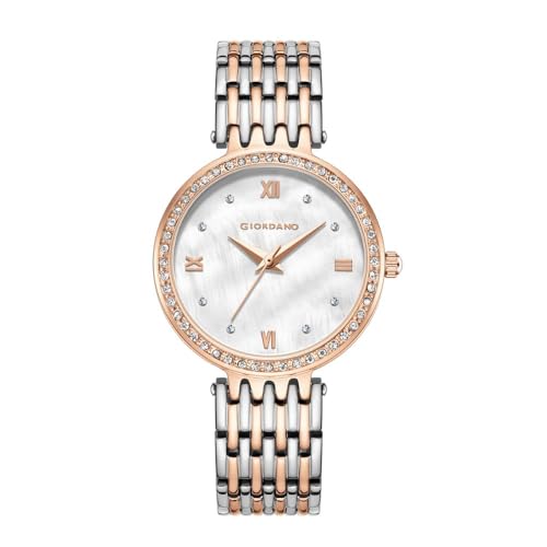 Giordano Analog Watch for Women with Stainless Steel Strap and Crystal Embellished Bezel, Roman Numerals - Image 1