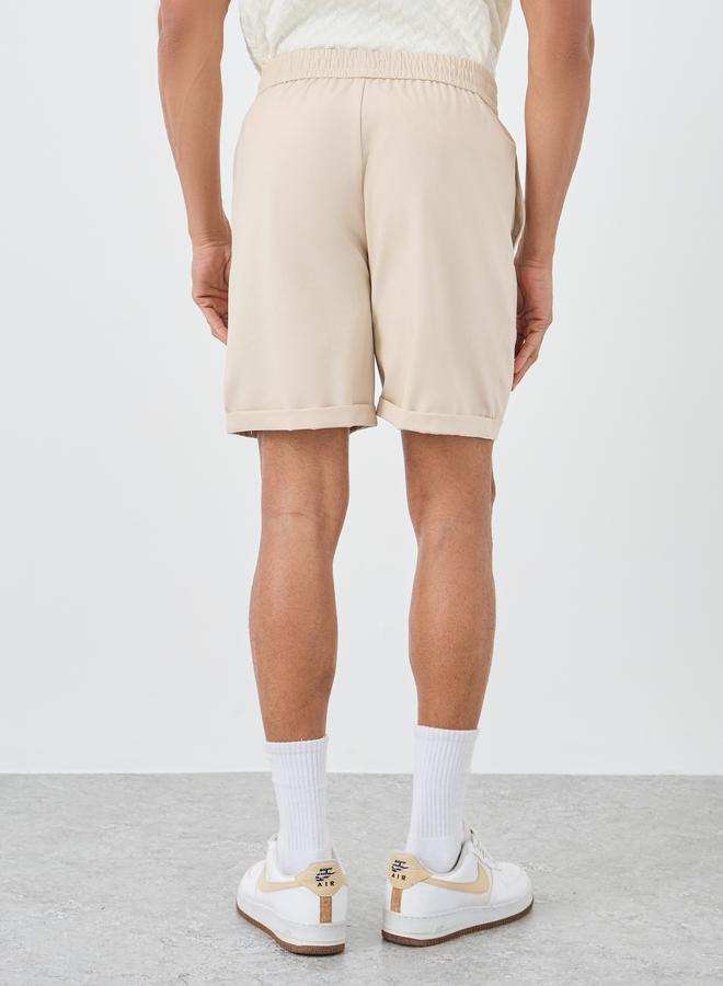 Styli Men Cream Regular Fit Summer Shorts - Image 4