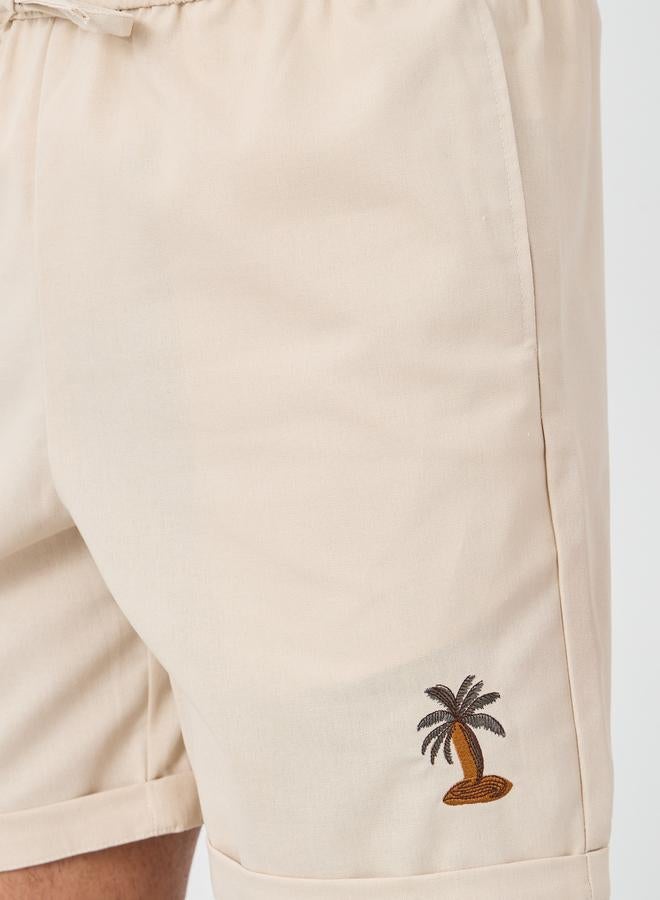 Styli Men Cream Regular Fit Summer Shorts - Image 3
