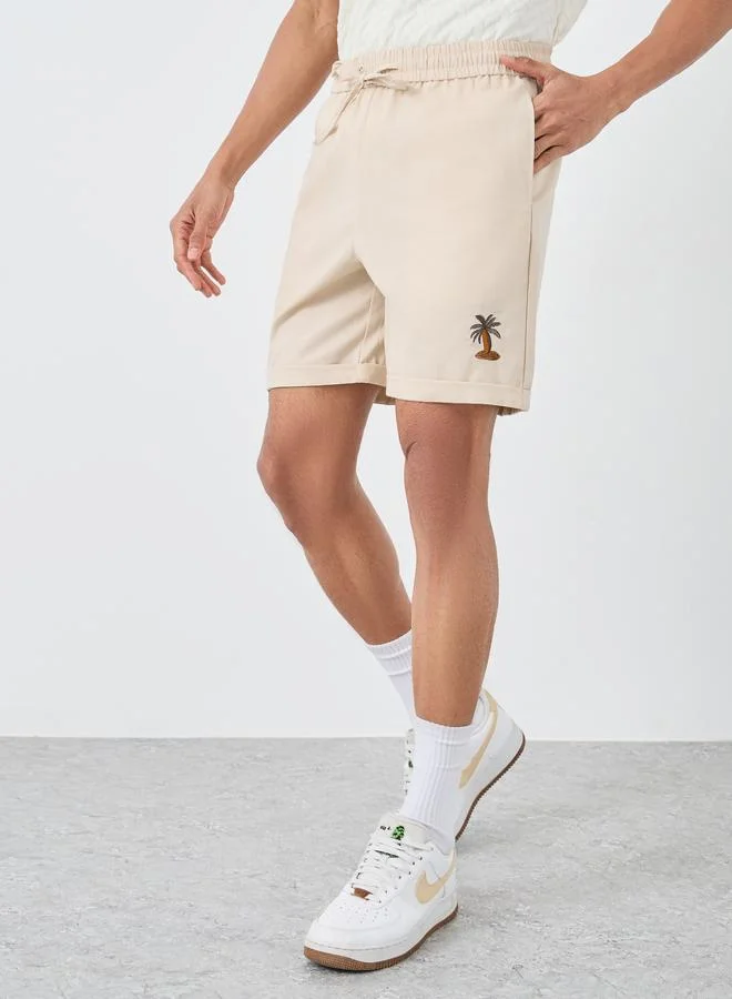 Styli Styli Men Cream Regular Fit Summer Shorts