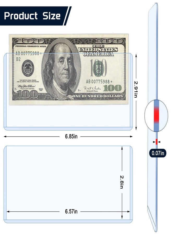 Maileto 15 Pack Hard Plastic Clear Money Holders Dollar Bill Holders Money Top-Load Sleeves 6.85 × 2.91 Inches Currency Holder for Bills, Collectors - Image 2