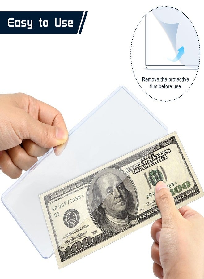 Maileto 15 Pack Hard Plastic Clear Money Holders Dollar Bill Holders Money Top-Load Sleeves 6.85 × 2.91 Inches Currency Holder for Bills, Collectors - Image 3