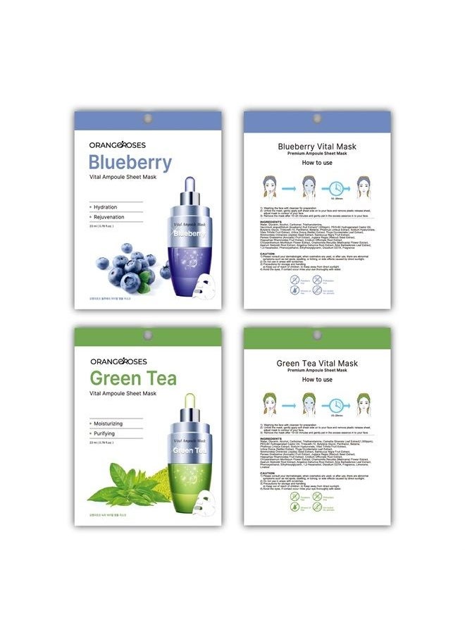 OBS LAB - 【Orangeroses】 10 Pcs Combo Vital Ampoule Sheet Mask, Korean Facial Skincare Sheet | Simple & Effective Skincare Routine | Moisturization | Wrinkle Care | Brightening (New Upgraded Mask) - Image 1