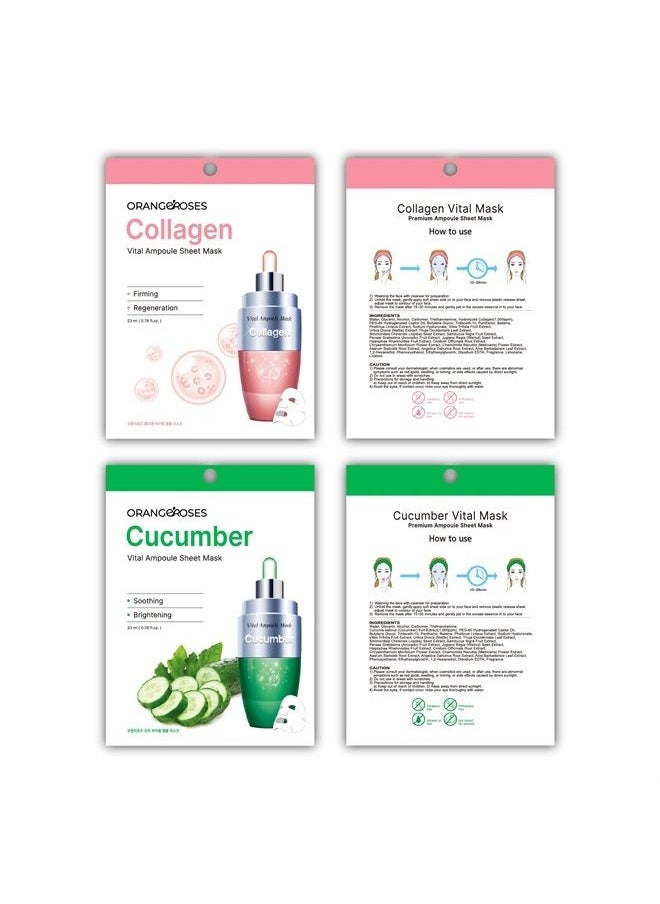 OBS LAB - 【Orangeroses】 10 Pcs Combo Vital Ampoule Sheet Mask, Korean Facial Skincare Sheet | Simple & Effective Skincare Routine | Moisturization | Wrinkle Care | Brightening (New Upgraded Mask) - Image 1