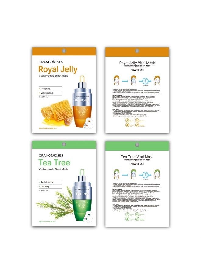 OBS LAB - 【Orangeroses】 10 Pcs Combo Vital Ampoule Sheet Mask, Korean Facial Skincare Sheet | Simple & Effective Skincare Routine | Moisturization | Wrinkle Care | Brightening (New Upgraded Mask) - Image 1