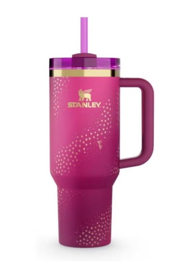 Barbie x Stanley ’70s Superstar Quencher 40 OZ – Limited Edition Pink Stainless Steel Insulated Tumbler with Gold Accents, Leak-Resistant Lid, Reusable BPA-Free Straw & Easy-Carry Handle – Double-Wall Vacuum Travel Mug – Keeps Drinks Cold for 11 Hours or Hot for 7 Hours – Eco-Friendly, Durable & Stylish – Gift-Ready Packaging – Perfect for Travel, Gym, Office & Gifting