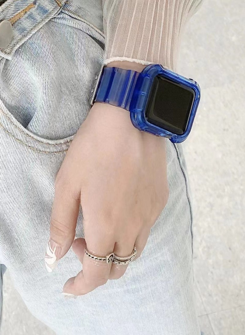 Compatible with Apple Watch Band 41mm 40mm 38mm for Women and Men, Clear Design Silicone Wristband Strap for iWatch Series 11/10/9/8/7/6/5/4/3/2/1/SE 3/2/1 Transparent Blue - Image 3