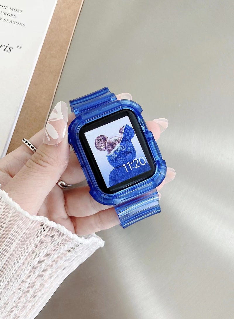 Compatible with Apple Watch Band 41mm 40mm 38mm for Women and Men, Clear Design Silicone Wristband Strap for iWatch Series 11/10/9/8/7/6/5/4/3/2/1/SE 3/2/1 Transparent Blue - Image 2