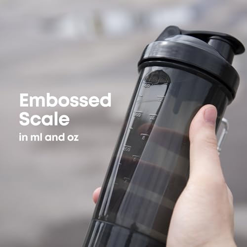 Smartshake Slim 4-Pack Protein Shaker Bottle 400 ml | 13.5 oz – Storage Included - Leakproof Screw-on Lid - BPA Free – Unisex - Black, White, Stormy Gray, Cotton pink - Image 3