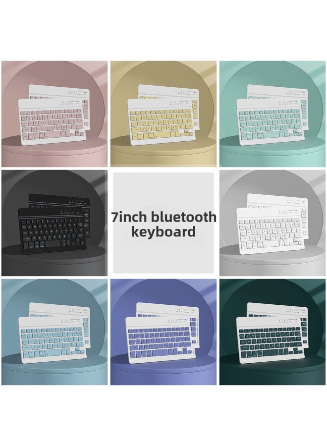 Wireless Bluetooth Keyboard Silent Office Mini Computer Mobile Phone Tablet Notebook Rechargeable Keyboard Mouse Suit-Color:7/8 Inch Bluetooth Keyboard-Product Type:Yellow - Image 1