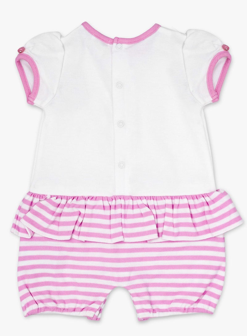 MOON 100% Cotton  Romper 6-9M Pink - Pink Stripes - Image 2