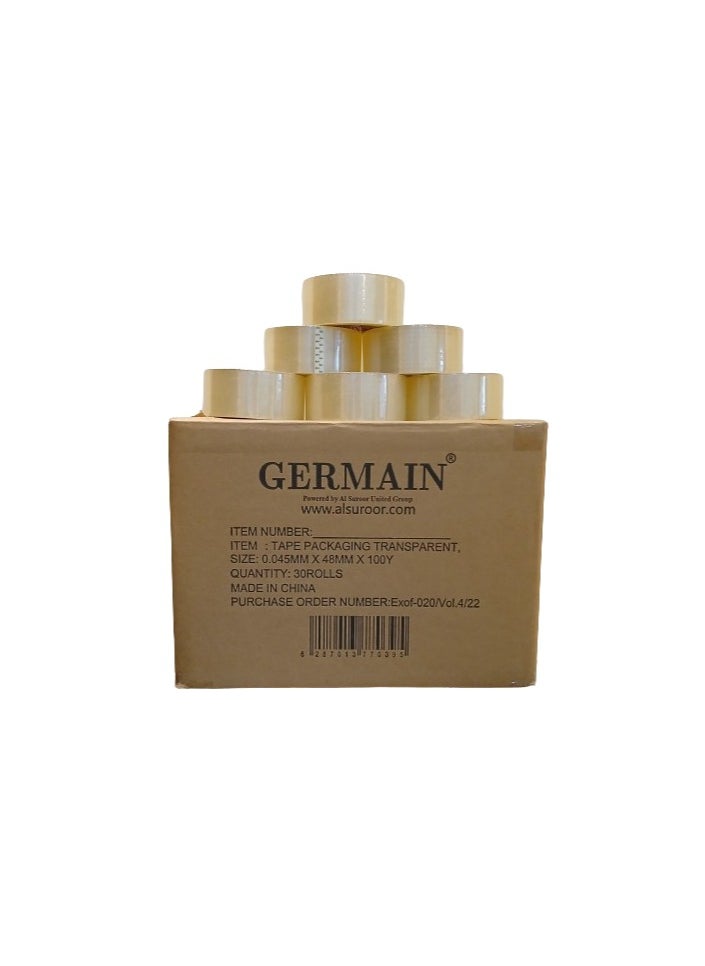 germain GERMAIN Transparent Packaging Tapes, 48mm x 100 yards x 45 mic, 30 Rolls per Box  - Image 4