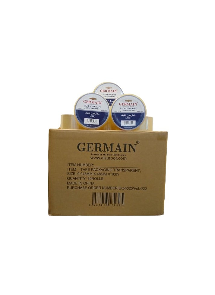 germain GERMAIN Transparent Packaging Tapes, 48mm x 100 yards x 45 mic, 30 Rolls per Box  - Image 5