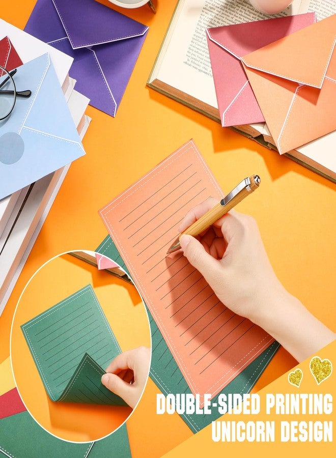 تاوباري مجموعة أوراق قرطاسية من تاوباري مكونة من 160 قطعة (50 ورقة كتابة مزدوجة الجوانب، 50 ظرفًا متطابقًا)، 60 ملصقًا دائريًا منقطًا، 10 تصاميم (ألوان زاهية). - Image 2