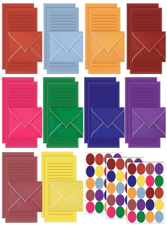 تاوباري مجموعة أوراق قرطاسية من تاوباري مكونة من 160 قطعة (50 ورقة كتابة مزدوجة الجوانب، 50 ظرفًا متطابقًا)، 60 ملصقًا دائريًا منقطًا، 10 تصاميم (ألوان زاهية). - Image 1