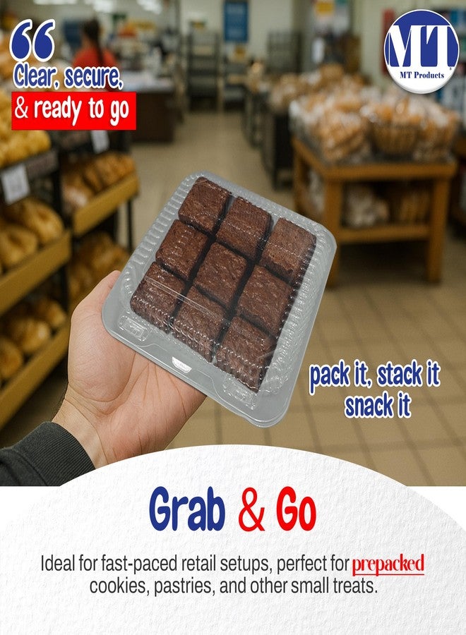 أم تي برودكتس علب بلاستيكية من منتجات MT مع غطاء مفصلي، 8.3 بوصة × 7.3 بوصة × 2.5 بوصة - علب شفافة قابلة للطي للحلويات والسلطات والفواكه والمعجنات - عبوة من 40 قطعة - Image 3