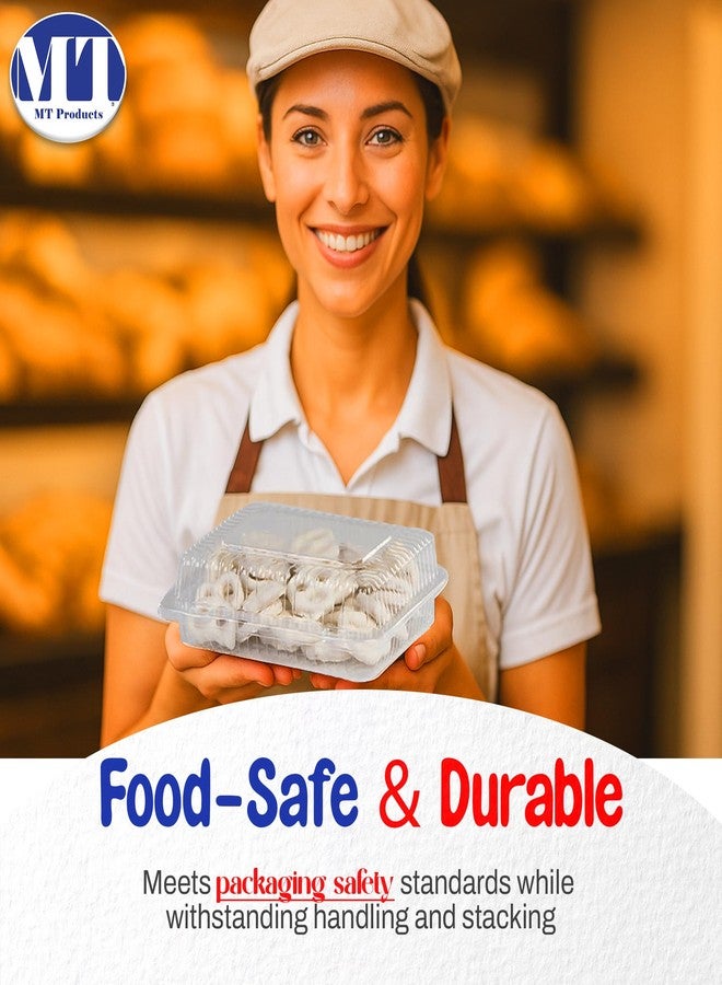 أم تي برودكتس علب بلاستيكية من منتجات MT مع غطاء مفصلي، 8.3 بوصة × 7.3 بوصة × 2.5 بوصة - علب شفافة قابلة للطي للحلويات والسلطات والفواكه والمعجنات - عبوة من 40 قطعة - Image 4