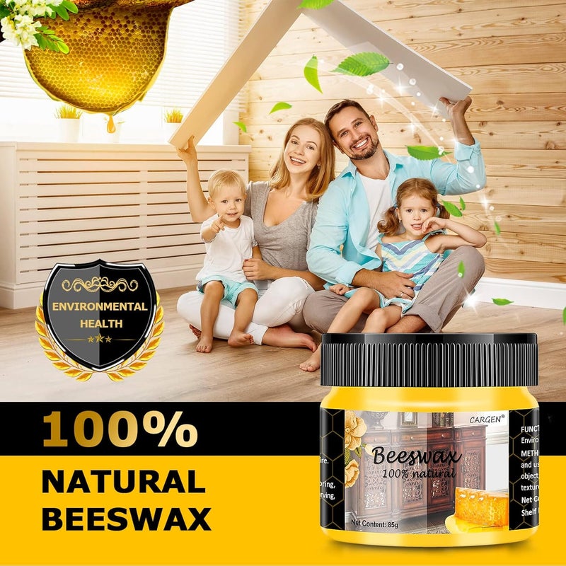 CARGEN Beeswax Furniture Polish, Wood Seasoning Beeswax for Furniture Wood Wax for Dining Table Floor Doors Chairs Cabinets to Protect and Care 5pcs Beeswax Polish and 3pcs Sponges - Image 3