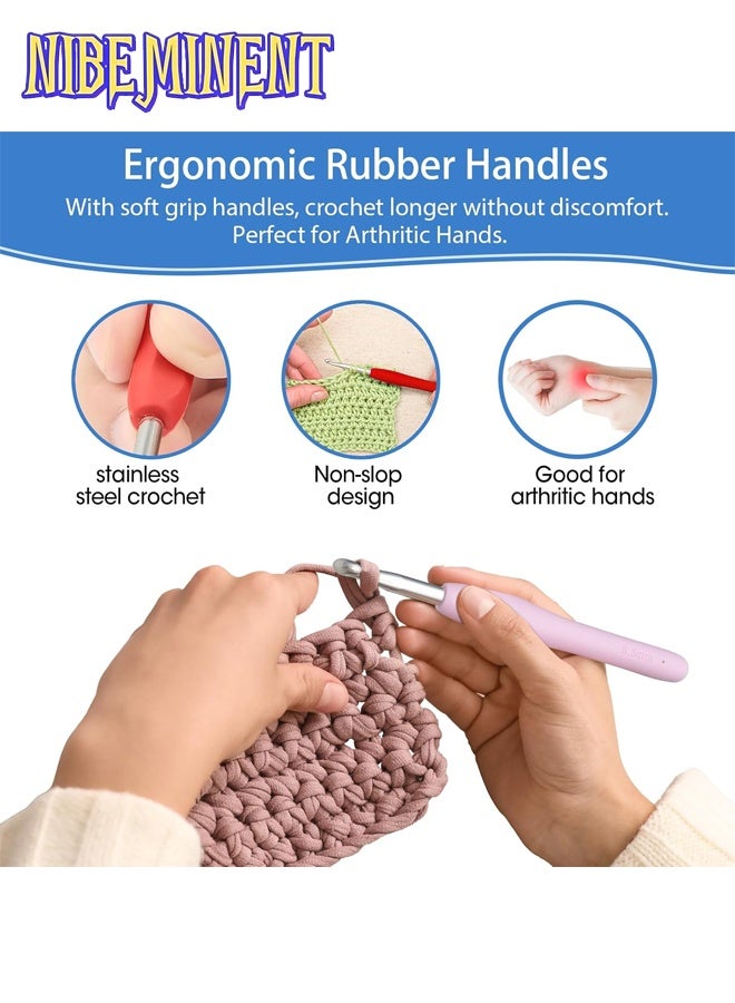 NIBEMINENT Crochet Hooks 12 Sizes Crochet Hook Set, 36 Pack Yarn Crochet Kit for Beginners, Knitting Needles with Ergonomic Handles for Arthritic Hands, Crochet Needle Kit with Blue Case for Crocheters - Image 4