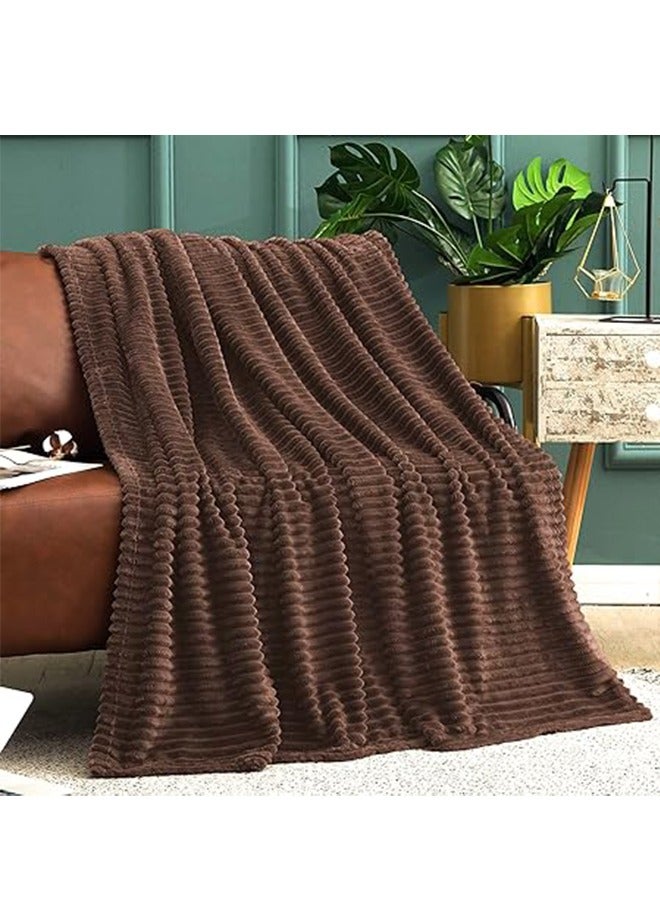 بطانية فانيلا ميكرو مفردة، فخمة وناعمة، بطانية مريحة للأريكة والكنبة والسرير، الحجم 100 × 150 سم، بني - Image 5