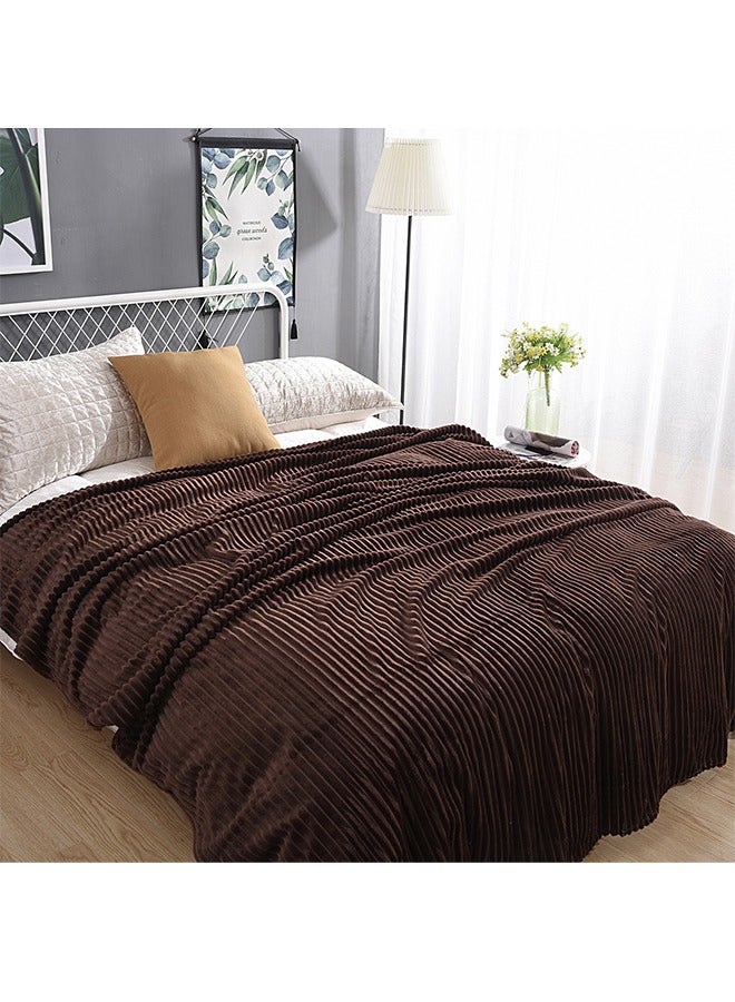 بطانية فانيلا ميكرو مفردة، فخمة وناعمة، بطانية مريحة للأريكة والكنبة والسرير، الحجم 100 × 150 سم، بني - Image 2