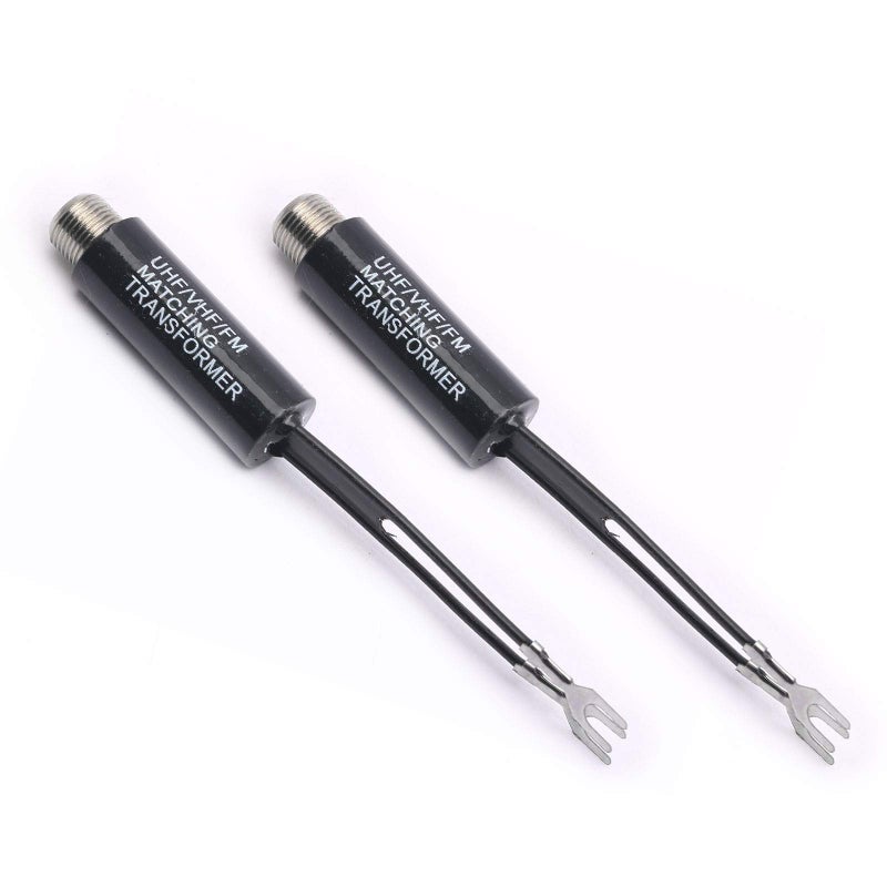 DEVMO 2PCS UHF VHF FM 75-300 Ohm TV Antenna Matching Transformer Coaxial Cable Adapter - Image 1