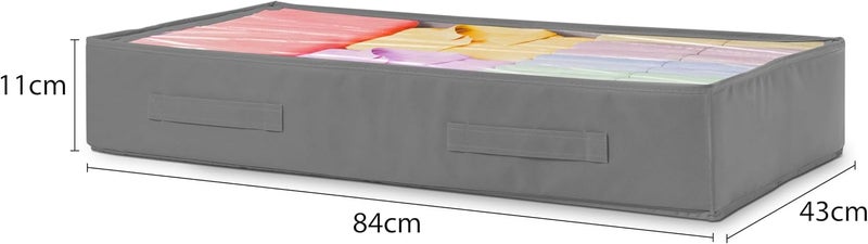 Wollar 1pc Under Bed Storage Organizer, 60L Soft-sided Foldable Fabric Closet Organizer with Clear Top, Sturdy Handles - Storage Box for Clothing, Comforter, Blanket, Shoe Organizer - Image 2