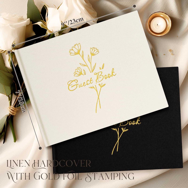 Lanpn Wedding Guest Book with 108 Blank Pages - Elegant Linen Hardcover Guestbook Wedding Reception for Sign in and Photos - Polaroid Guest Book for Wedding Bridal Shower Baby Shower Party (Cream) - Image 2