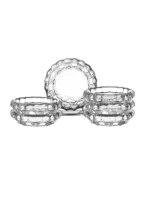 Clear glass plate set for nuts, sweets and all kinds of presentations, consisting of 6 plates, size 6.5 cm