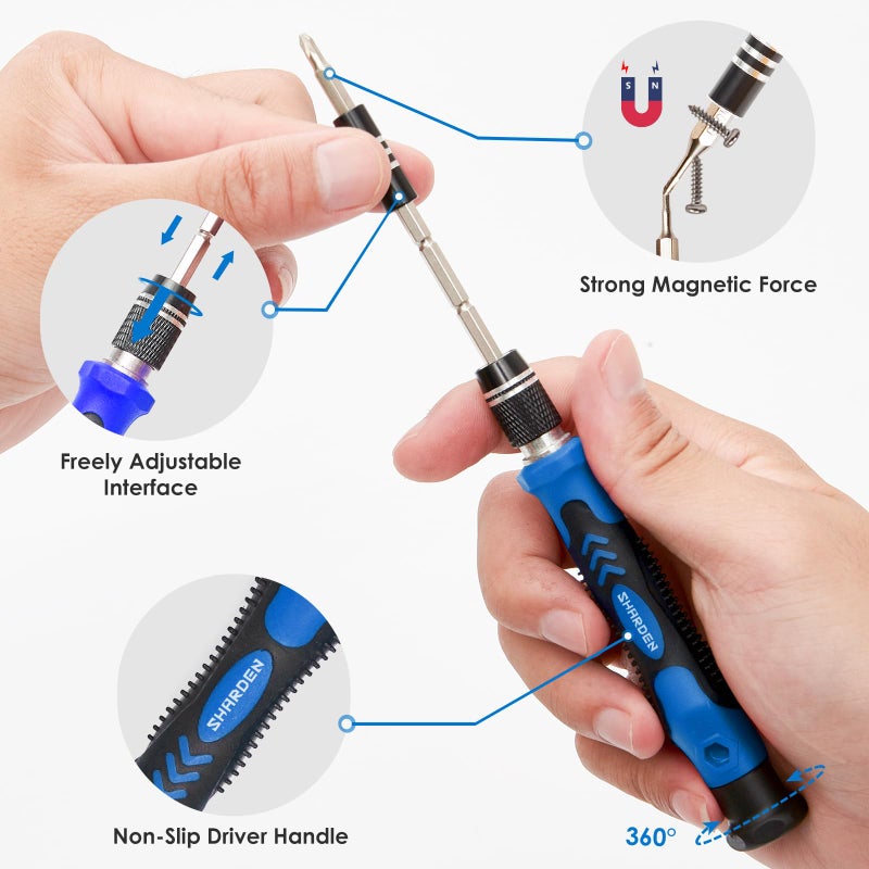 SHARDEN Precision Screwdriver Set, 122 in 1 Electronics Magnetic Repair Tool Kit with Case for Repair Computer, PC, Cellphone, Game Console, Watch, Eyeglasses etc (Blue)â€¦ - Image 3