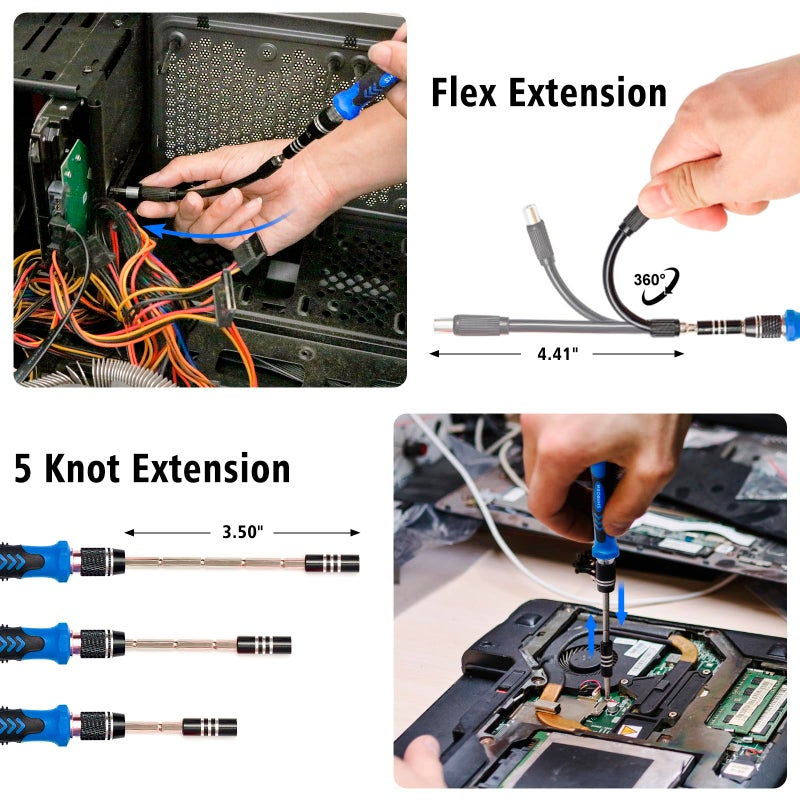 SHARDEN Precision Screwdriver Set, 122 in 1 Electronics Magnetic Repair Tool Kit with Case for Repair Computer, PC, Cellphone, Game Console, Watch, Eyeglasses etc (Blue)â€¦ - Image 4