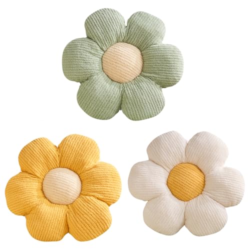 XIAIJIA 3 Pcs Flower Pillow Flowers Shaped Pillows Cushion Decorative Daisy Pillow for Bed Cute Throw Pillow Flower Floor Pillow Soft Seat Cushion 15.7" - Image 1
