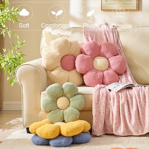 XIAIJIA 3 Pcs Flower Pillow Flowers Shaped Pillows Cushion Decorative Daisy Pillow for Bed Cute Throw Pillow Flower Floor Pillow Soft Seat Cushion 15.7" - Image 5