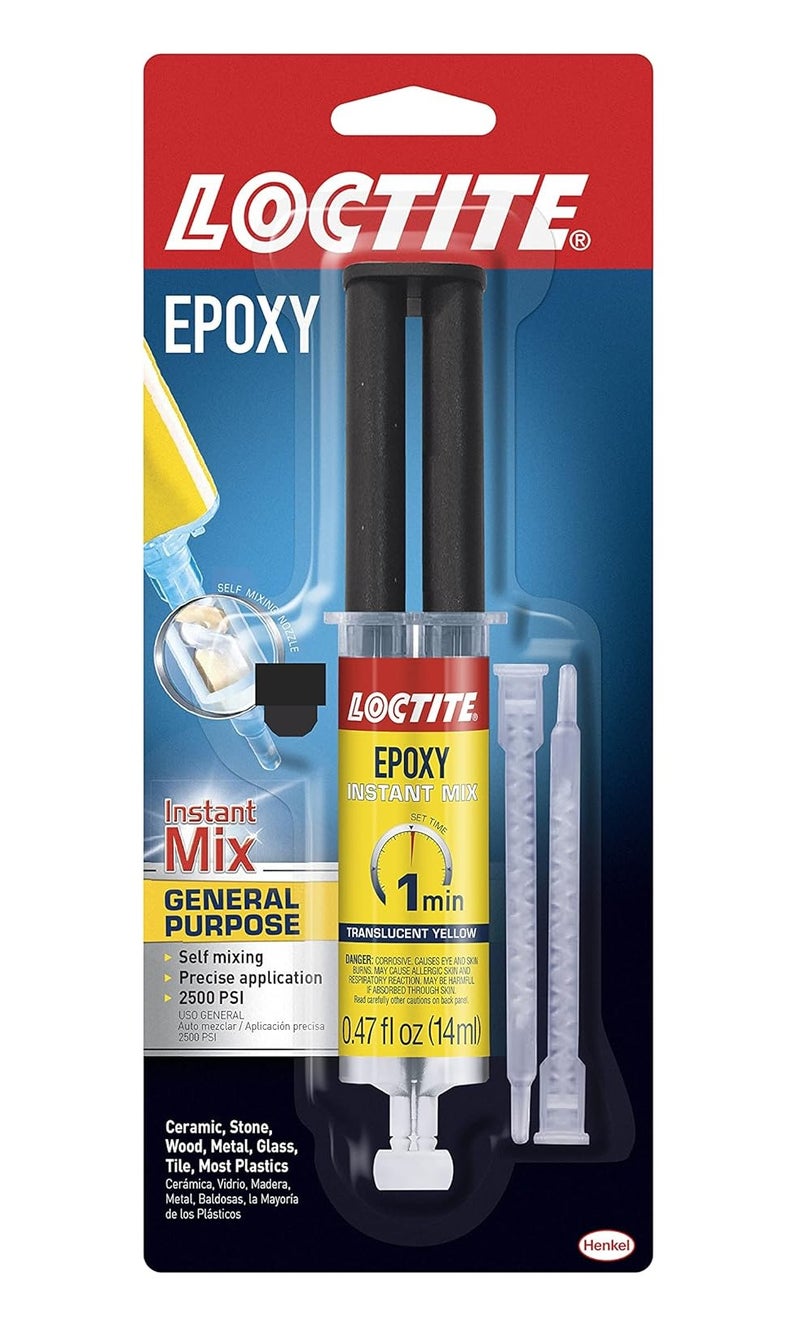 لوكتيت لاصق لوكتايت إيبوكسي سريع الخلط 14 مل – تثبيت خلال دقيقة واحدة غراء قوي للمعادن والخشب والسيراميك والزجاج والبلاستيك | حقنة مزدوجة ذاتية الخلط للاستخدام العام - Image 1