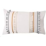 Flber Tasseled Sham Set Boho Cotton Pillow Covers,18.9in x29.1in,Set of 2 - Image 1
