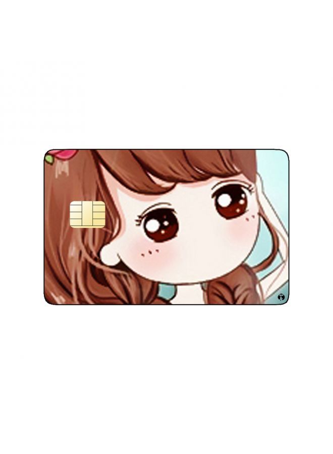 RKN PRINTED BANK CARD STICKER Cute Girl Drawing With Roses Crown - Image 2