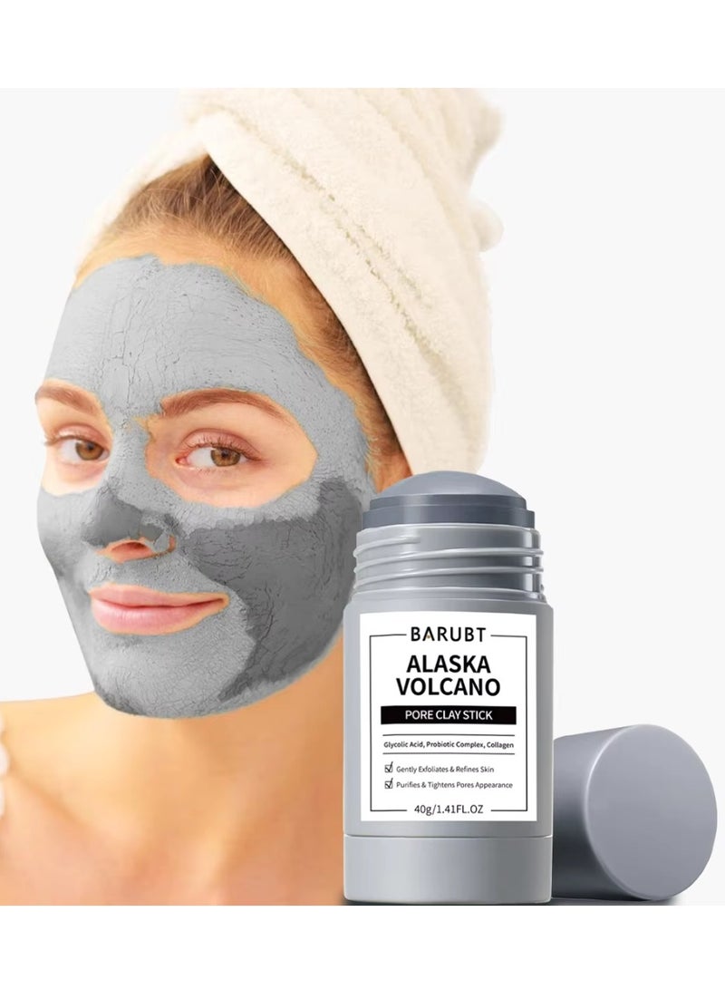 BARUBT Alaska Volcano Pore Clay Stick 40G Gently Exfoliates Purifies and Tightens Pores Appearance Face Cleansing Reduce Acne and Minimize Pores Remove Pimple Face Clay Mask with Glycolic Acid Collagen Face Stick Mask - Image 2