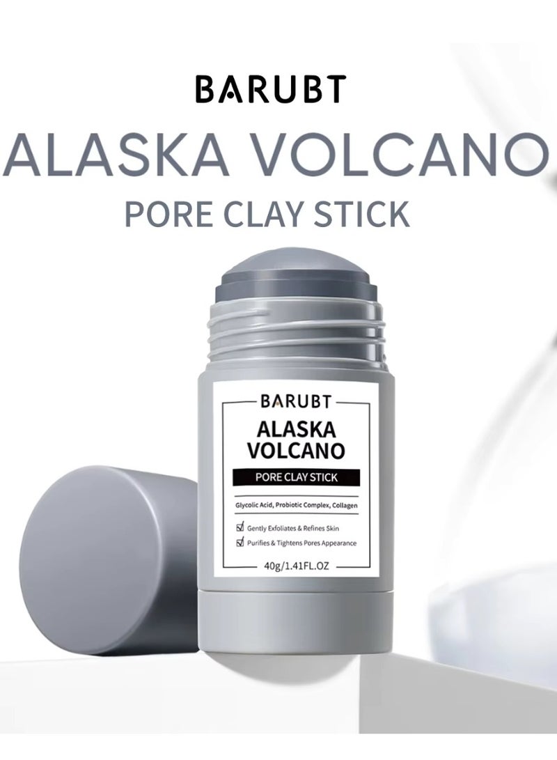 BARUBT Alaska Volcano Pore Clay Stick 40G Gently Exfoliates Purifies and Tightens Pores Appearance Face Cleansing Reduce Acne and Minimize Pores Remove Pimple Face Clay Mask with Glycolic Acid Collagen Face Stick Mask - Image 3