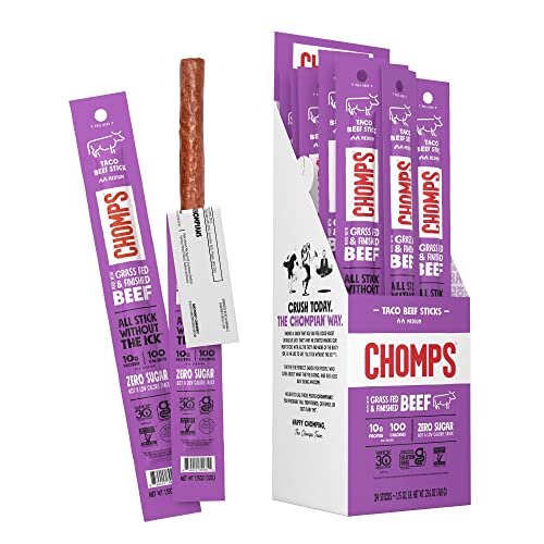 Chomps Grass-Fed Taco Beef Jerky Snack Sticks 24-Pack - Keto, Paleo, Whole30, 10g Lean Meat Protein, Gluten-Free, Zero Sugar Food, Non-GMO - Image 2