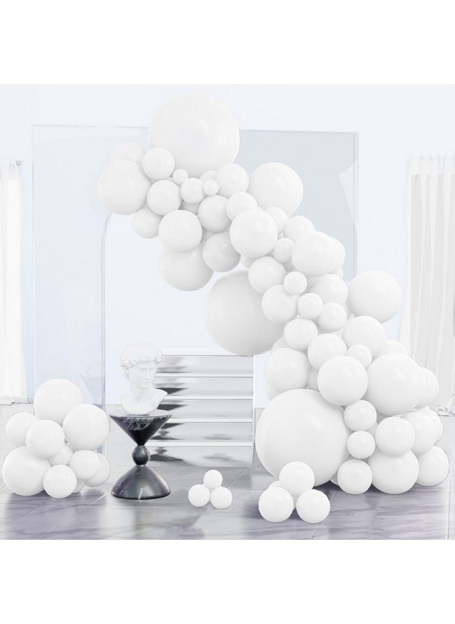 PartyWoo White Balloons, 123 Pcs White Different Sizes Pack Of 18 12 10 5 Inch White Balloon Arch Kit Balloon Garland For Birthday, Graduation, Wedding, Anniversary Party Decorations, White-Y13  - Image 1
